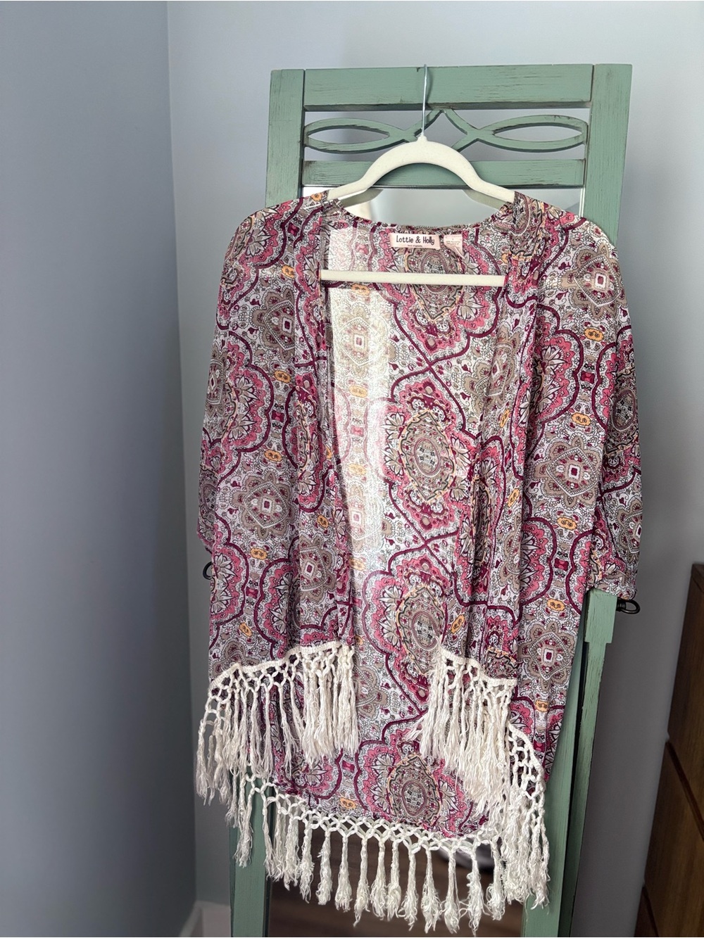 Lottie & Holly Pink Paisley Fringe Kimono